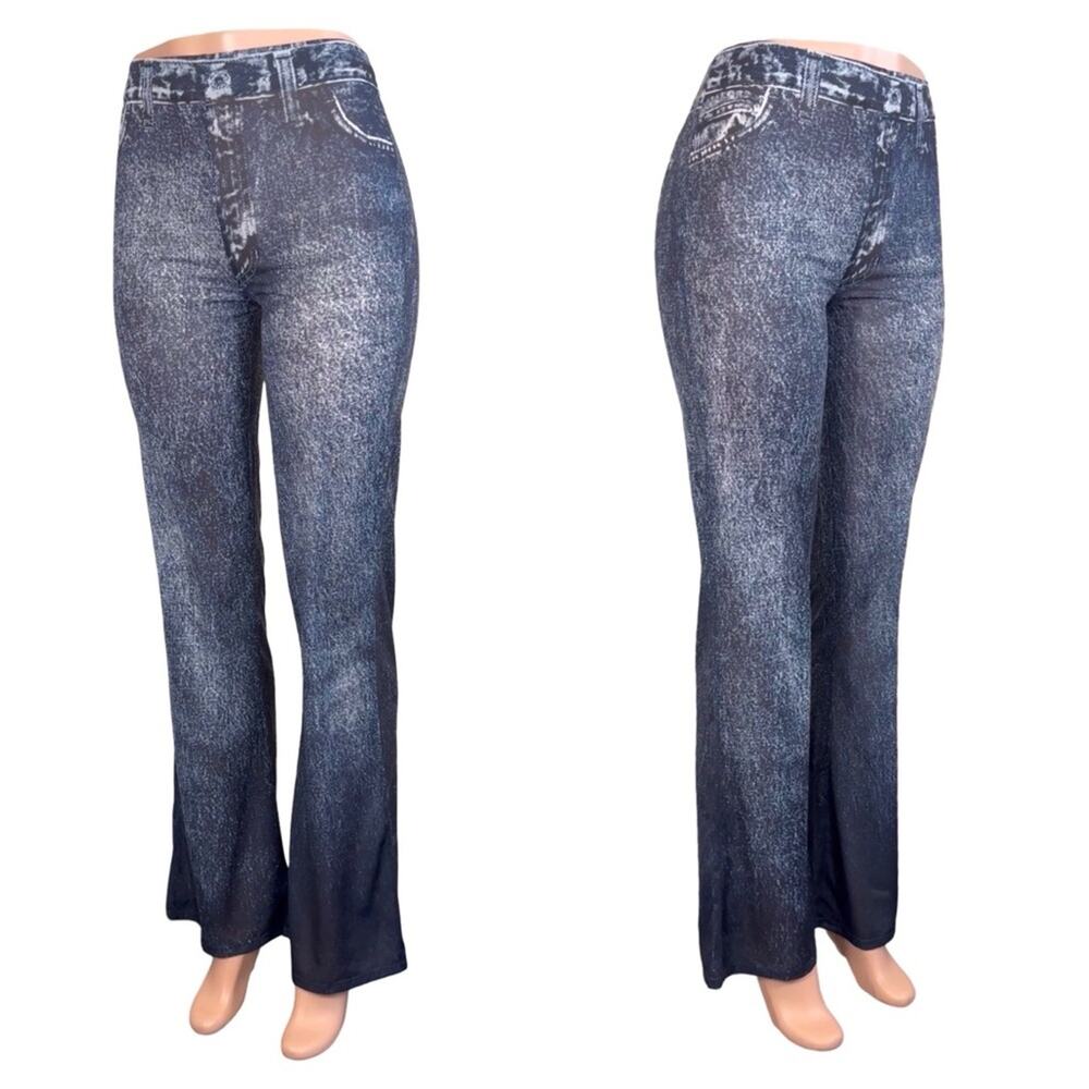 NWT Zara Denim Printed Pants Size S $59 - Picture 3 of 9